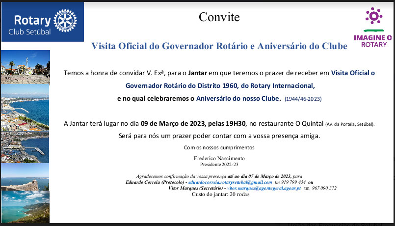 Reunião/Palestra do Rotary Club de Setúbal, mais uma oportunidade para se conhecer melhor: Quem somos e para onde queremos ir, na diversidade? – Dia 23 de Fevereiro