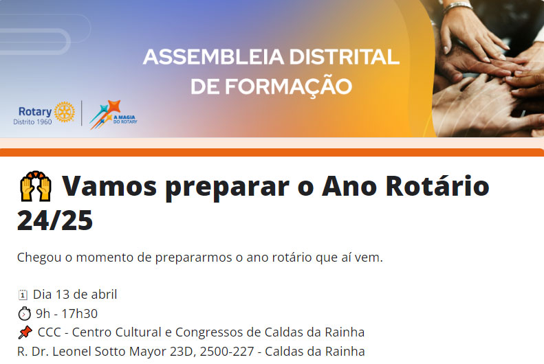 Assembleia Distrital de Formação do ano rotário 2024/2025